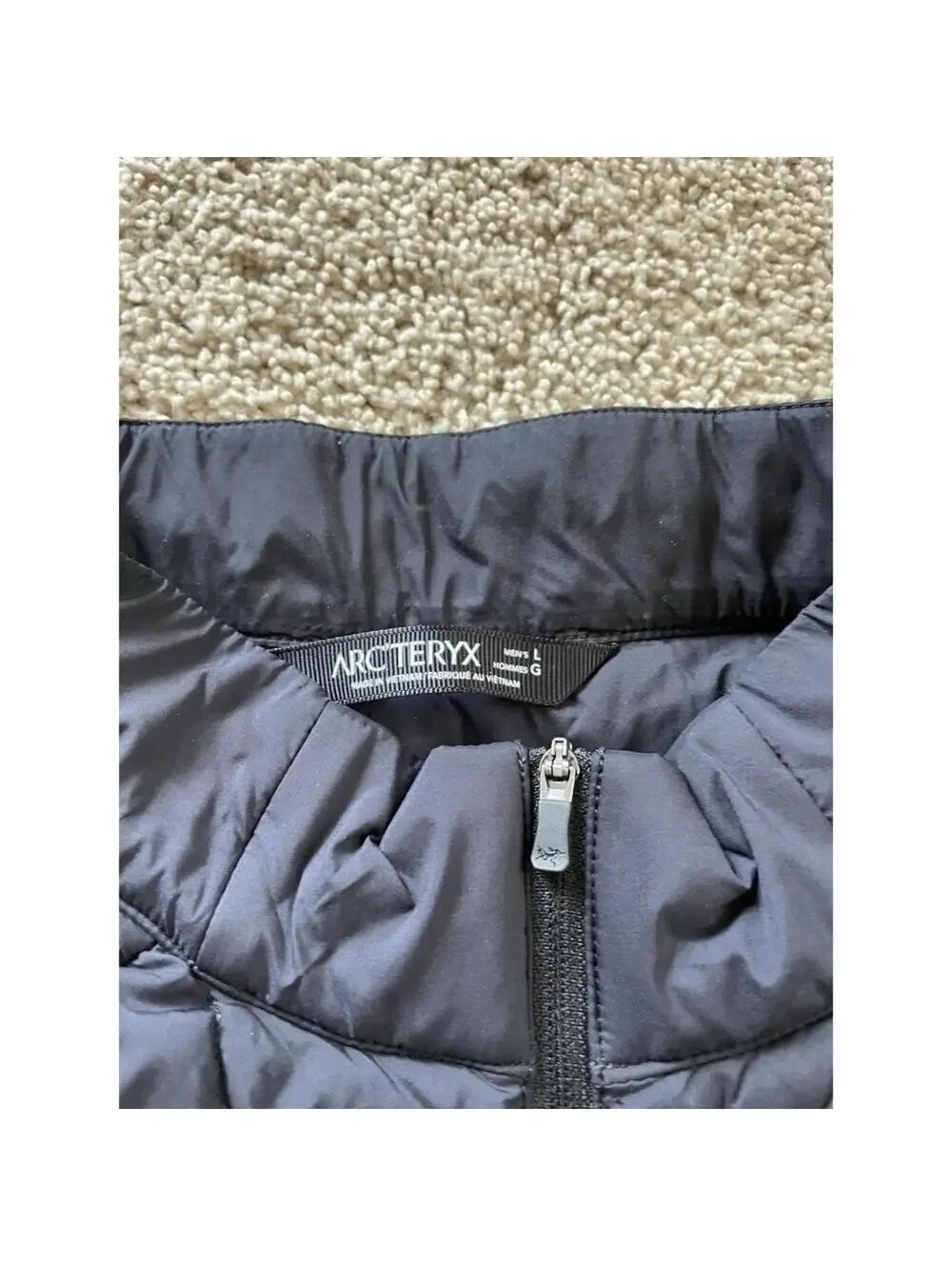 Arc'teryx Rico Shacket Down Quilted Lightweight Puffer Jacket Mens L Black EUC
